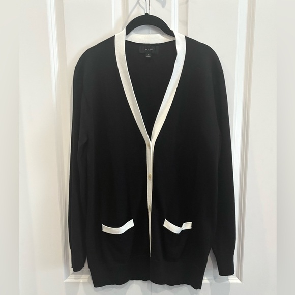 NWOT J. Crew Tipped Boyfriend Cardigan - Picture 2 of 3